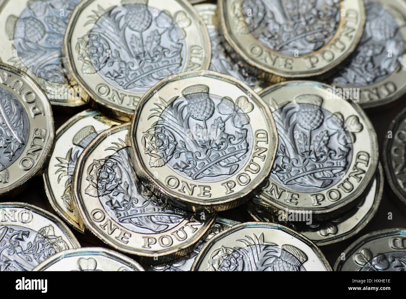 New British Pound Coins Banque D'Images
