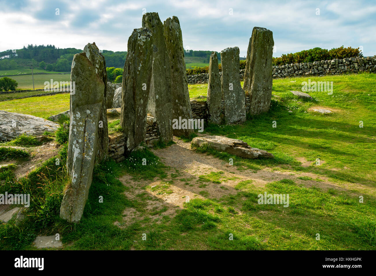 Cairns - Cairnholy Cairnholy chambré J cairn. Dumfries et Galloway, Écosse, Royaume-Uni Banque D'Images