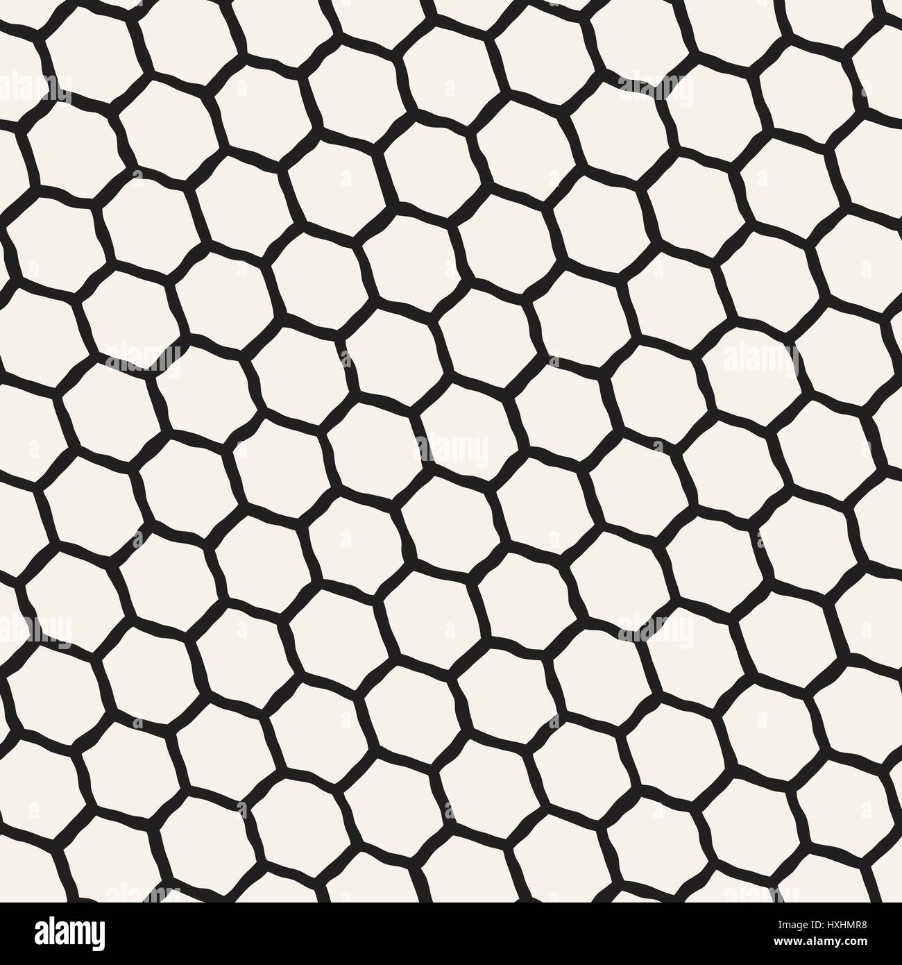 Un motif en noir et blanc avec treillis hexagonal. Monochrome créatif nid d'arrière-plan. à la main Illustration de Vecteur