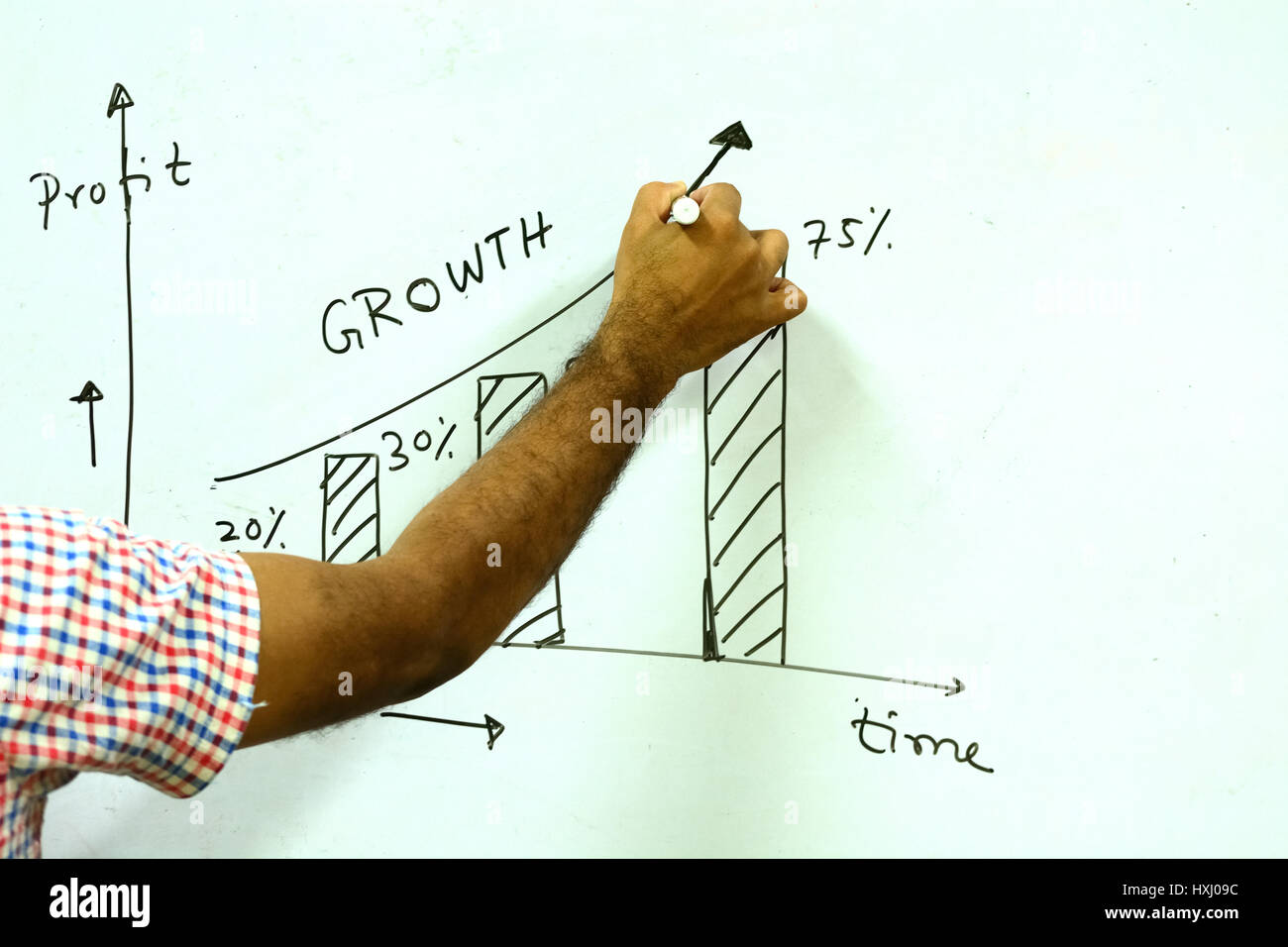 La stratégie de l'entreprise dessiner sur tableau blanc. Banque D'Images