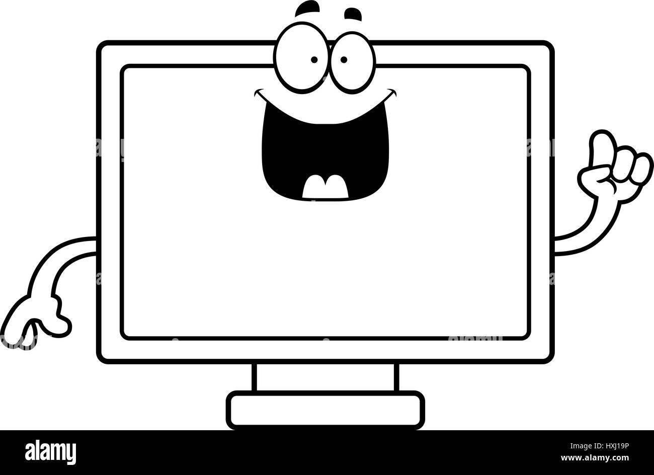 Un cartoon illustration d'un téléviseur à écran plat avec une idée. Illustration de Vecteur