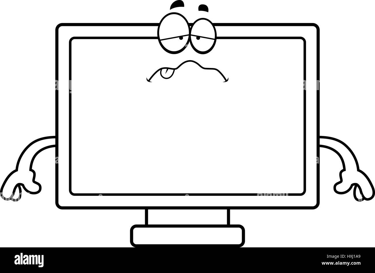 Un cartoon illustration d'un téléviseur à écran plat à la malade. Illustration de Vecteur