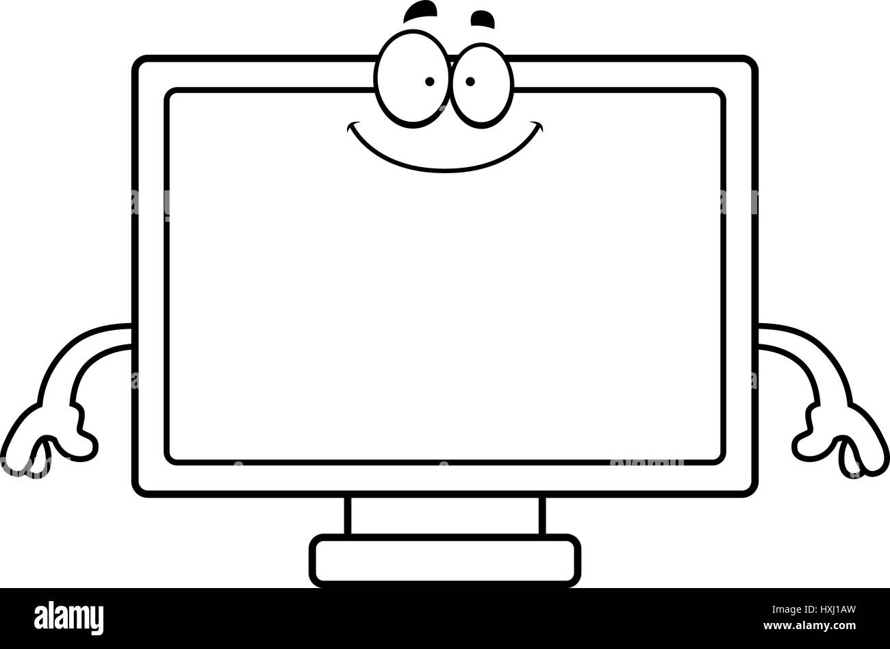 Un cartoon illustration d'un téléviseur à écran plat à heureux. Illustration de Vecteur