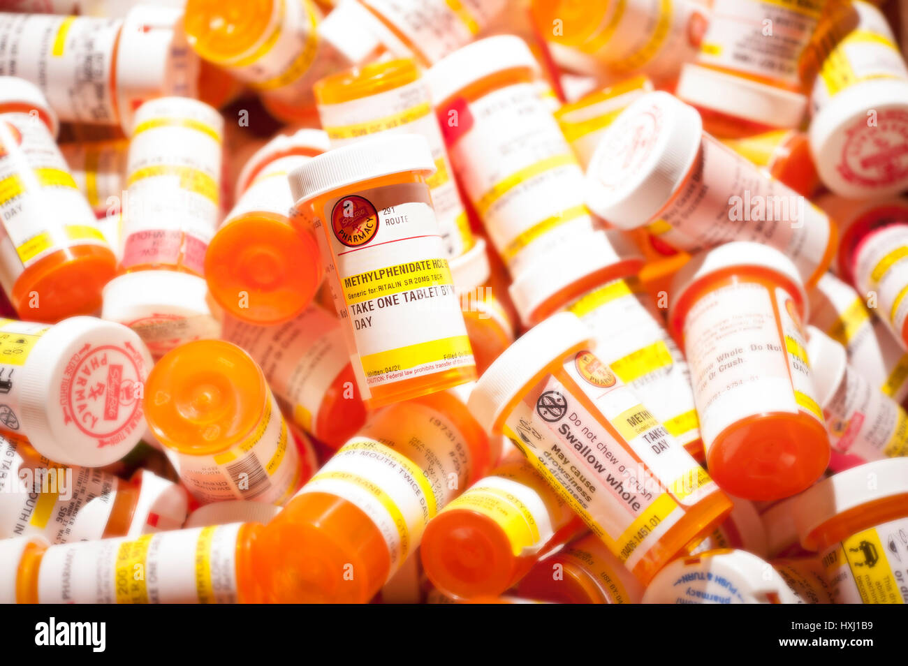 Pile de Ritalin boittles AJOUTER Banque D'Images