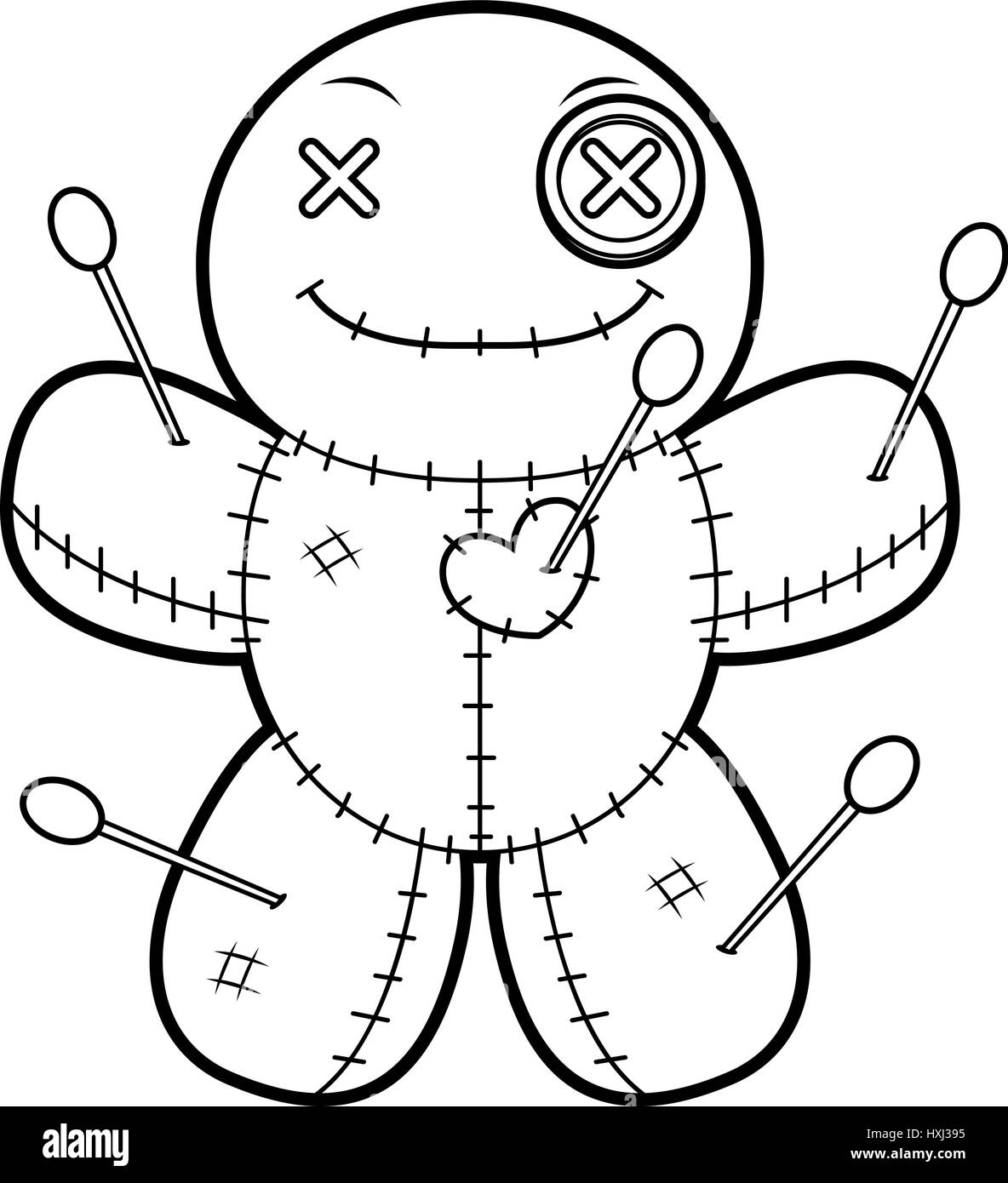 Illustration d'un dessin d'une poupée vaudou à heureux Image Vectorielle  Stock - Alamy