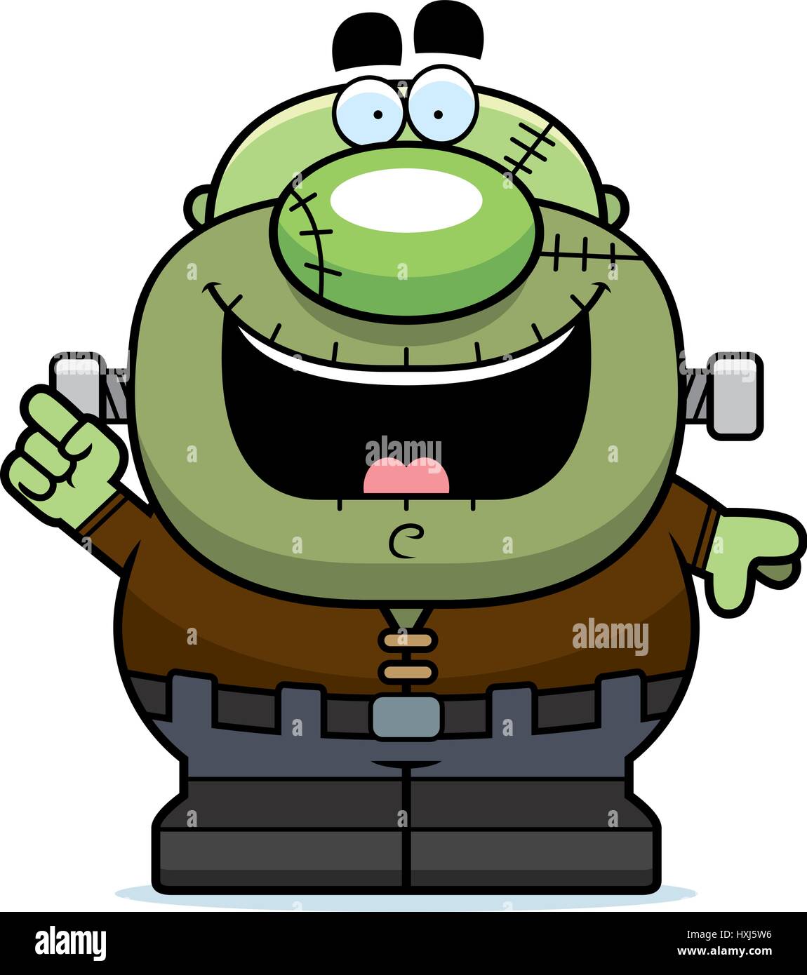 Un cartoon illustration d'un monstre Frankenstein avec une idée. Illustration de Vecteur