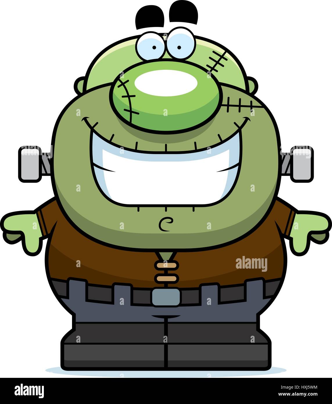 Un cartoon illustration d'un monstre Frankenstein souriant. Illustration de Vecteur
