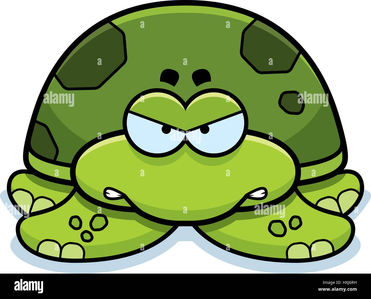 Illustration d'une caricature d'une petite tortue de mer avec une expression de colère. Illustration de Vecteur