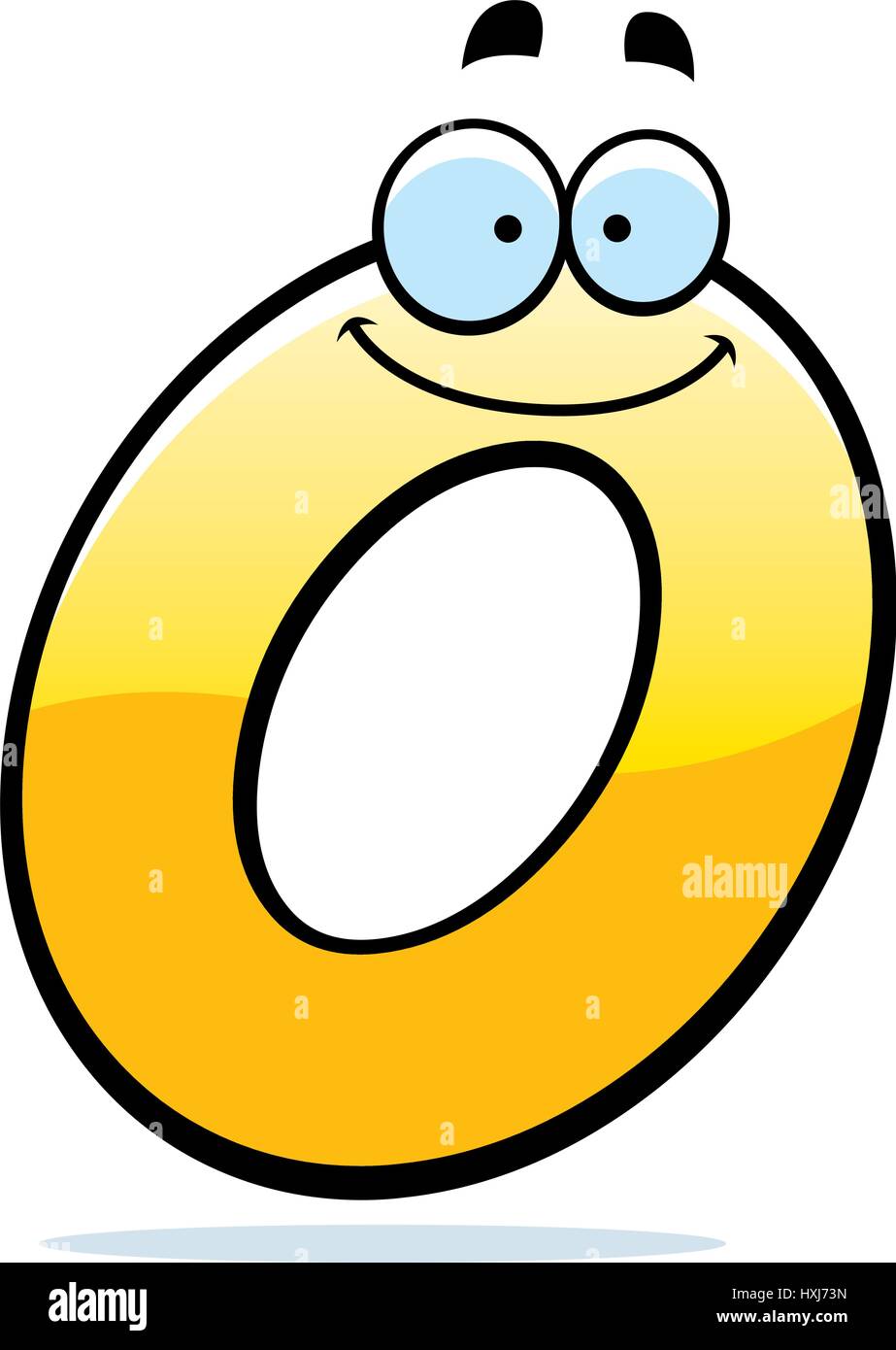 Illustration d'une caricature d'une lettre O souriant et heureux. Illustration de Vecteur