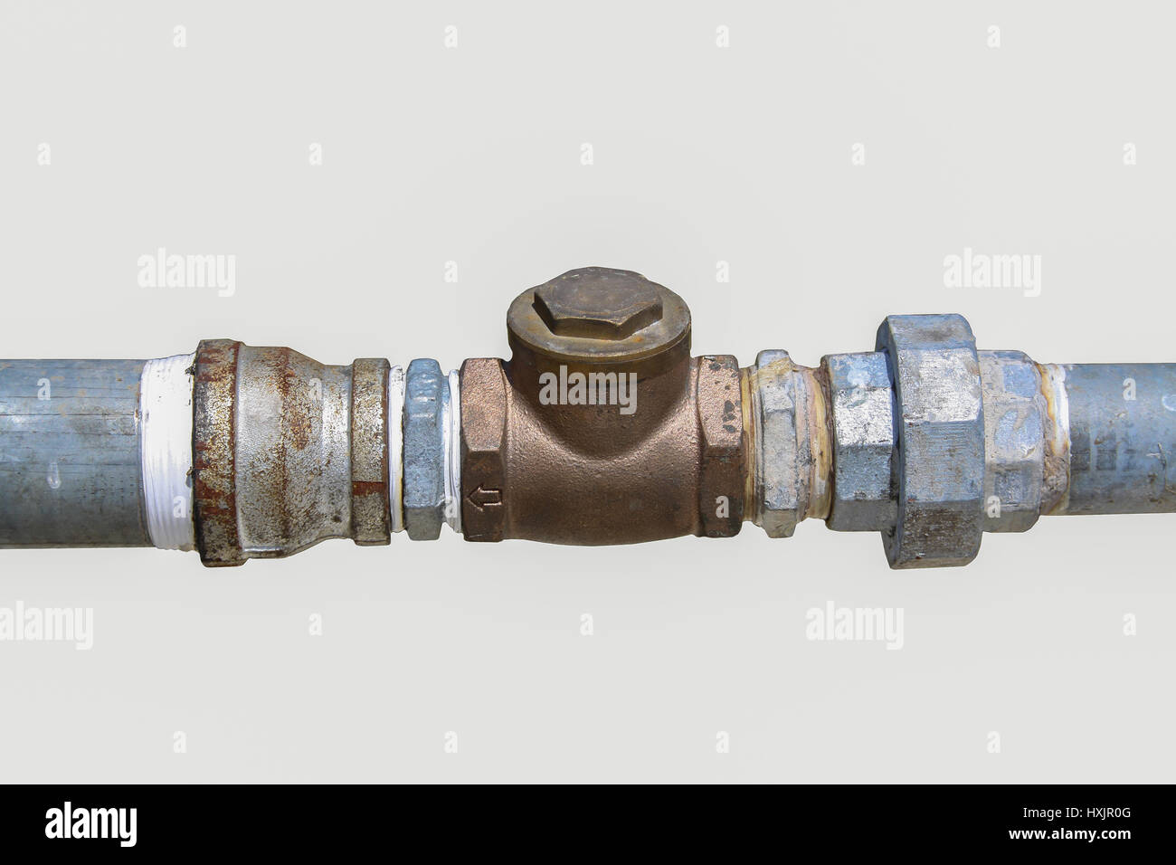 Les joints d'aplomb avec tuyau d'acier était ferme Banque D'Images