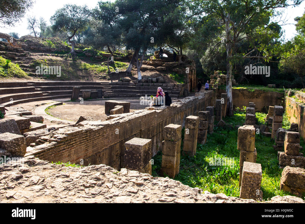 Ruines du théâtre romain à Tipaza Tipasa/Parc Archéologique, Tipaza, Algérie. Banque D'Images