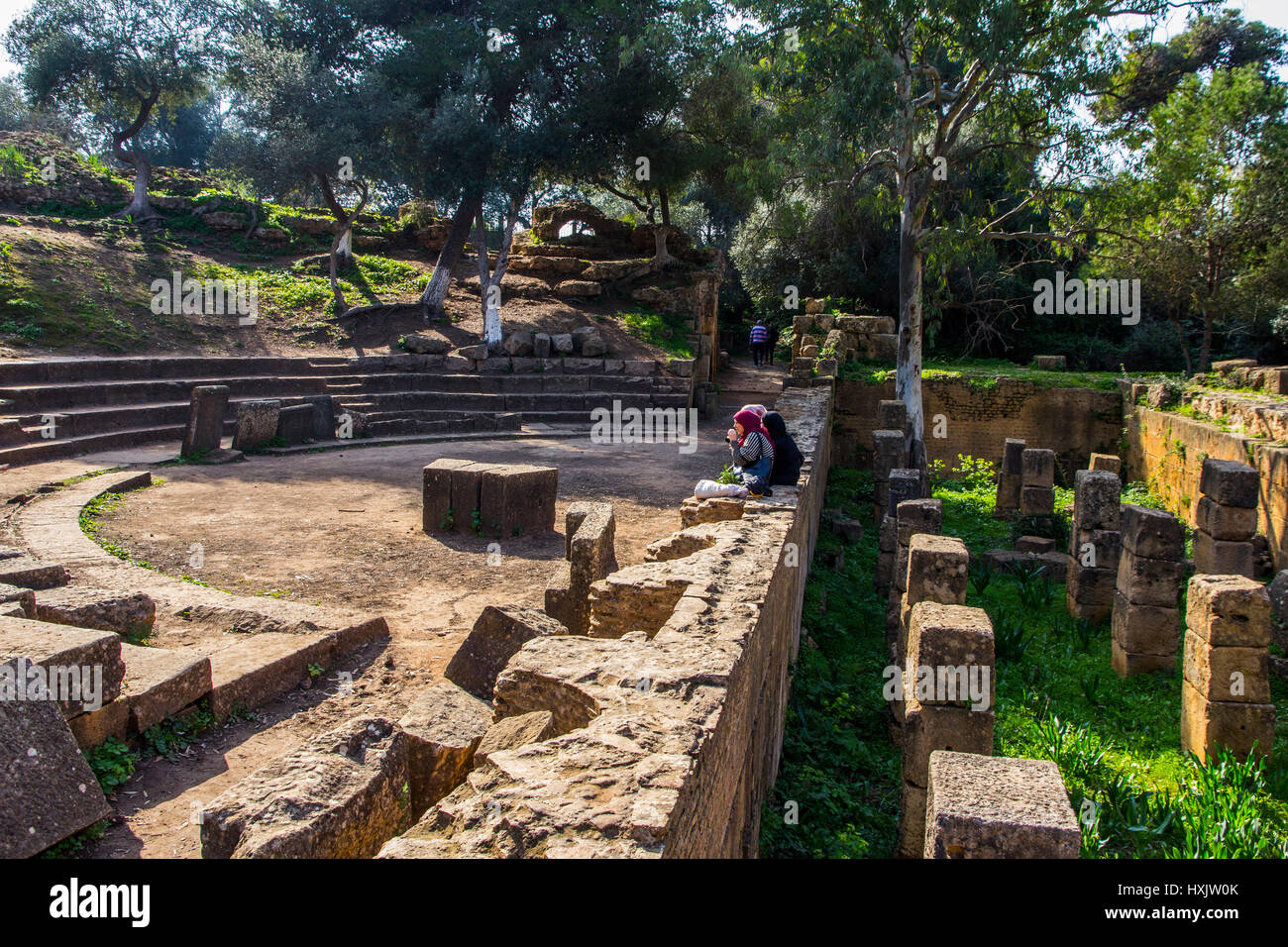 Ruines du théâtre romain à Tipaza Tipasa/Parc Archéologique, Tipaza, Algérie. Banque D'Images