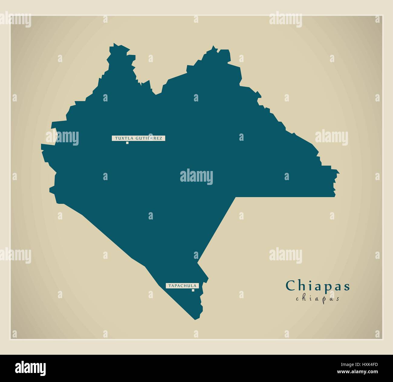 Carte moderne - Chiapas MX Illustration de Vecteur