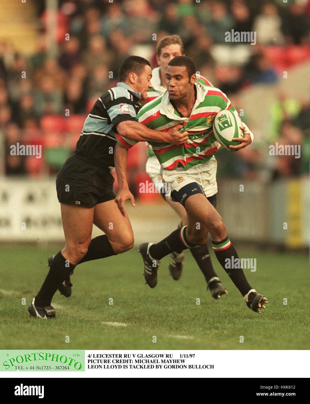 LEON LLOYD & GORDON BULLOCH Leicester Tigers V GLASGOW 01 Novembre 1997 Banque D'Images