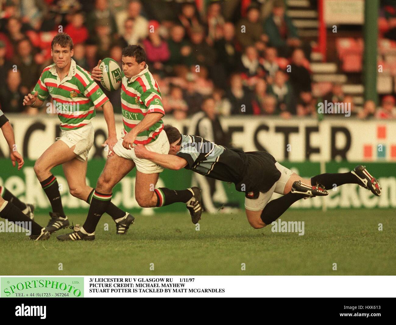 STUART POTTER MATT MCGARNDLES Leicester Tigers V GLASGOW 01 Novembre 1997 Banque D'Images