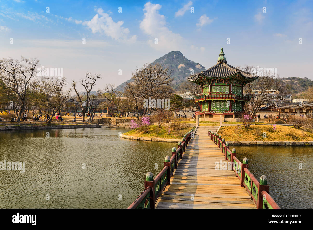 Au printemps Gyeongbokgung, Séoul, Corée du Sud Banque D'Images