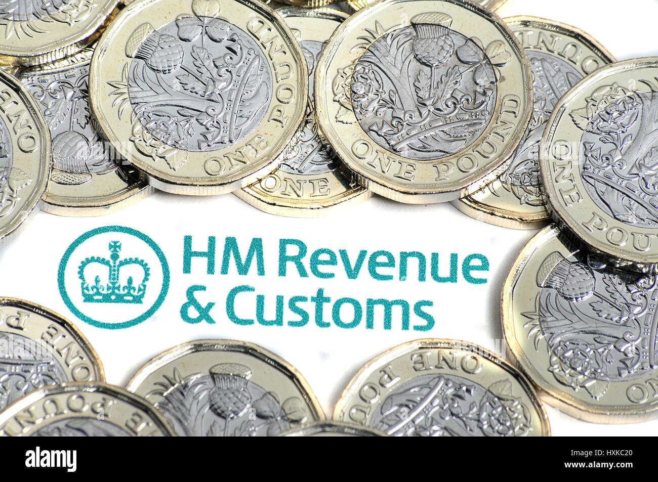 HMRC et nouvelle pièces Livre Banque D'Images