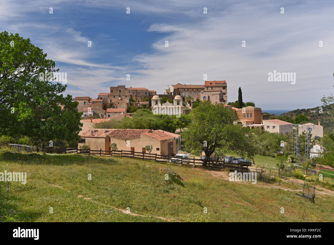 Célèbre hilltop village corse Pigna en Balagne Banque D'Images