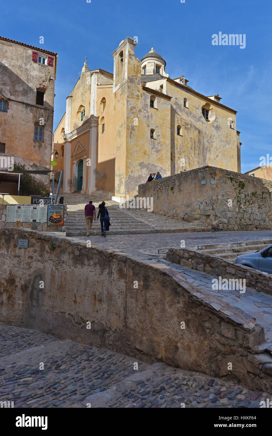 À l'intérieur de la citadelle de Calvi Banque D'Images