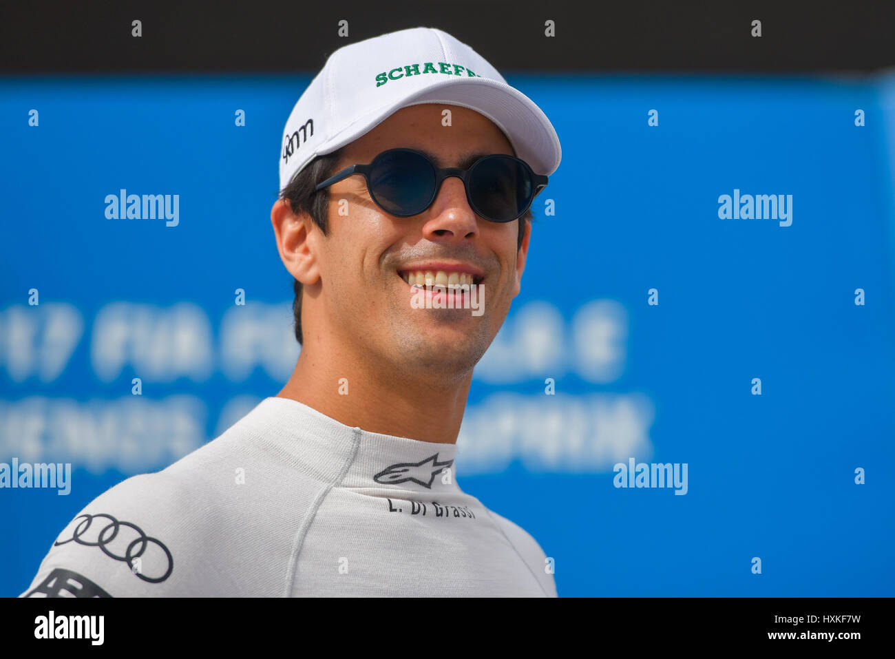 Buenos Aires, Argentine. 16Th Jun 2017. Abt Schaeffler Audi Sport conducteur Lucas di Grassi du Brésil au cours d'un groupe admissible loterie sur la formule E Buenos Aires ePrix course auto. Banque D'Images