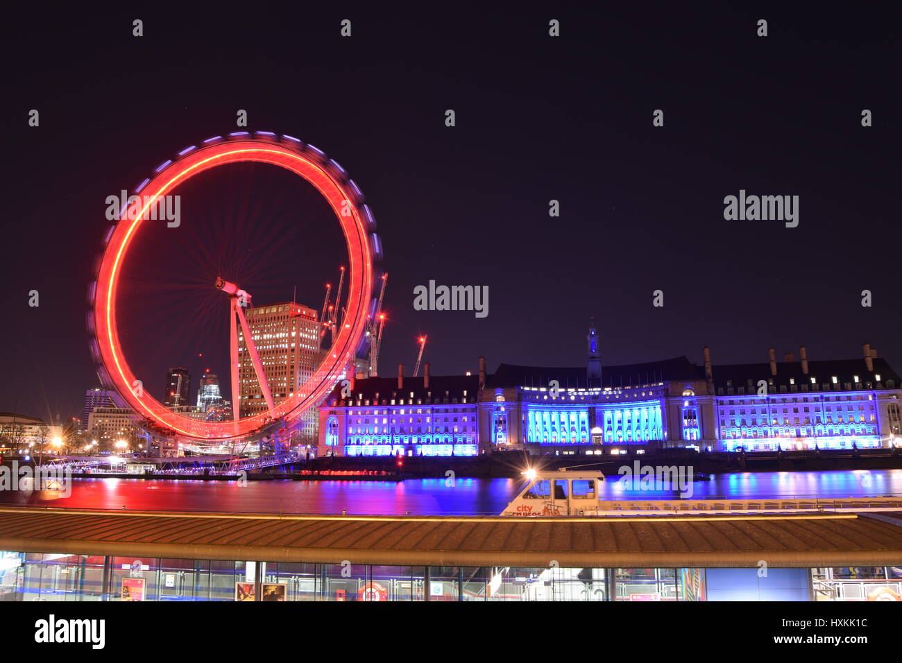 London Eye de nuit Banque D'Images