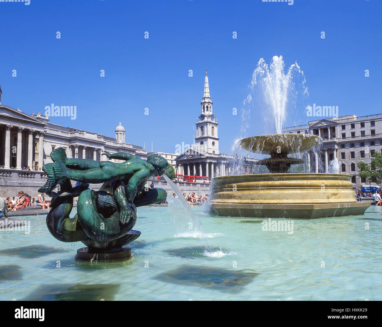 La fontaine, Trafalgar Square, City of westminster, Greater London, Angleterre, Royaume-Uni Banque D'Images