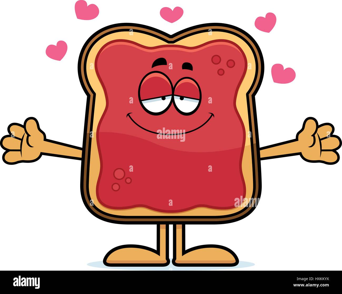 Illustration d'une caricature d'un toast avec confiture prêt à donner une accolade. Illustration de Vecteur