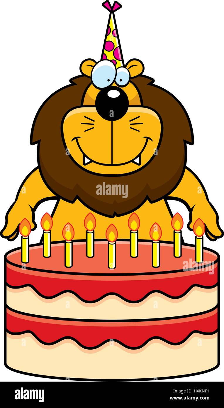 Illustration D Une Caricature D Un Lion Avec Un Gateau D Anniversaire Image Vectorielle Stock Alamy
