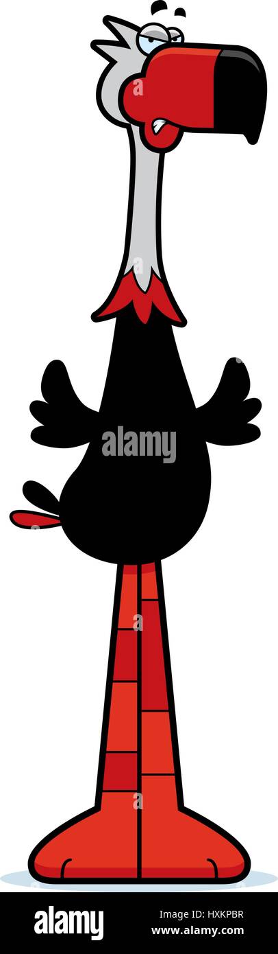 Un cartoon illustration d'un oiseau avec terreur une expression de colère. Illustration de Vecteur