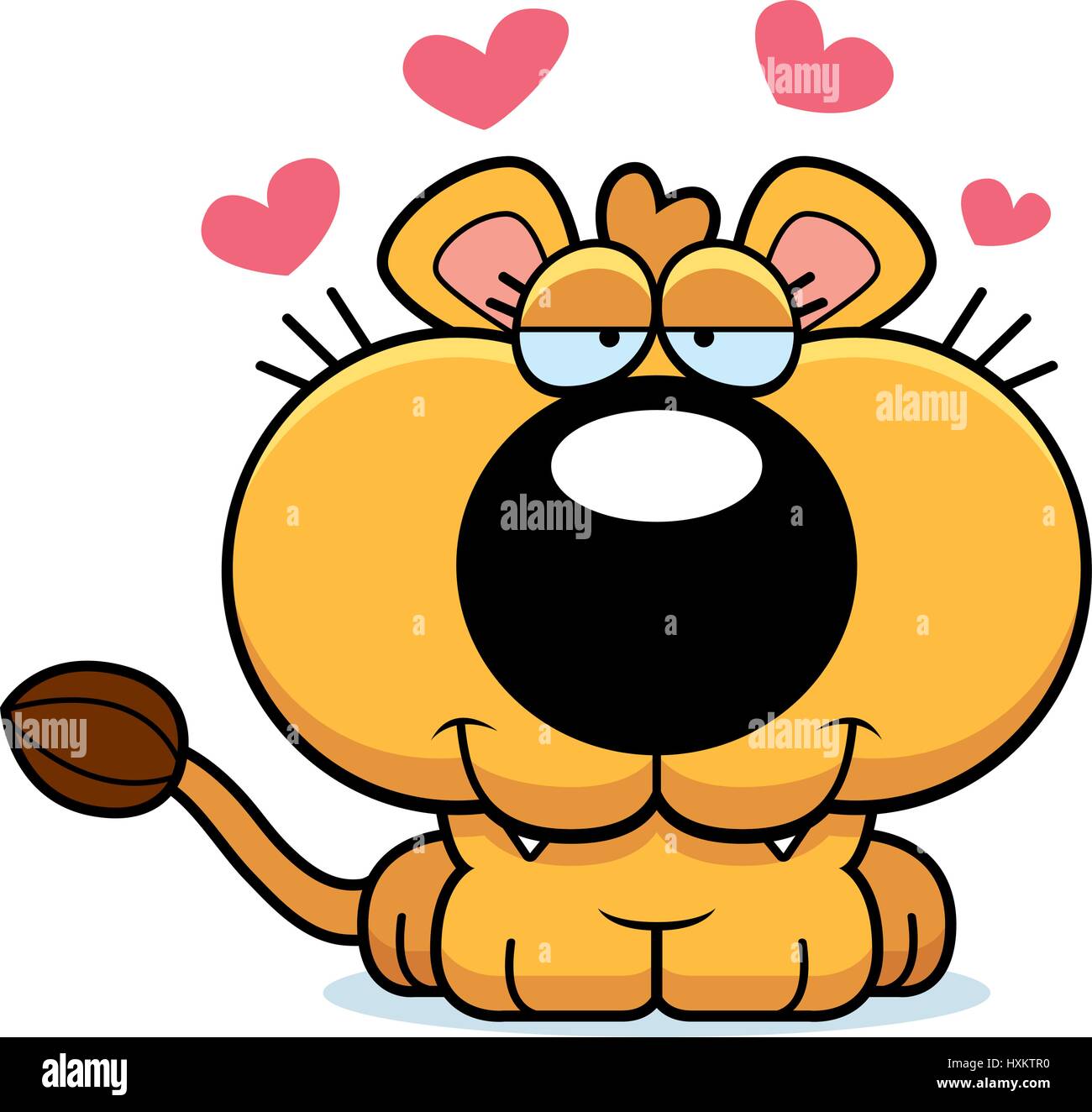 Illustration d'une caricature d'une lionne cub dans l'amour. Illustration de Vecteur