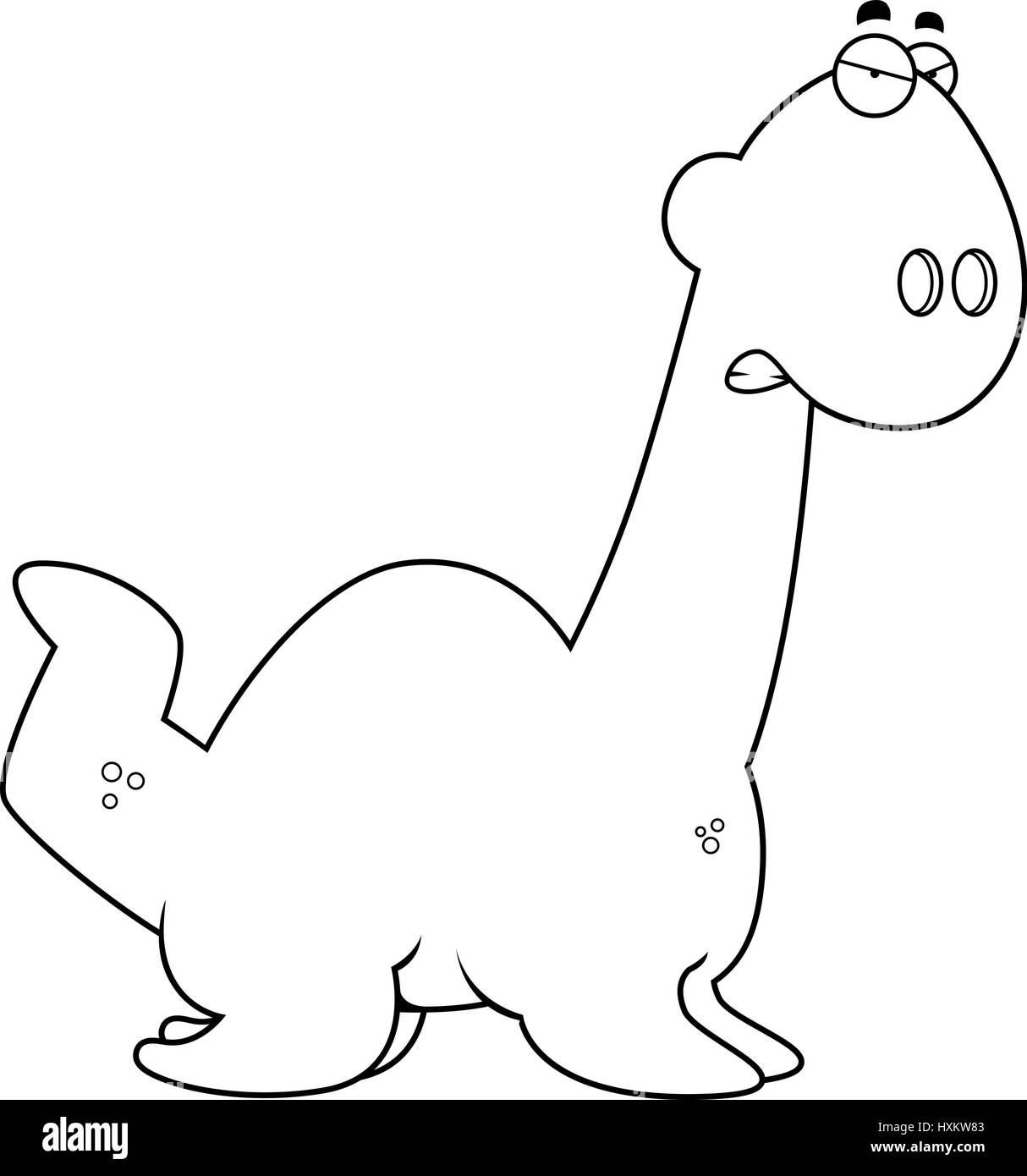 Illustration d'une caricature d'un plésiosaure dinosaure à la colère. Illustration de Vecteur
