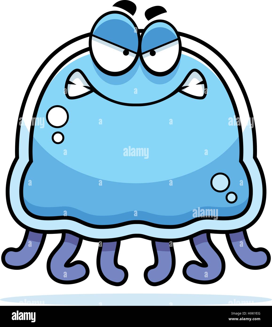 Illustration d'une caricature d'une méduse à la colère. Illustration de Vecteur