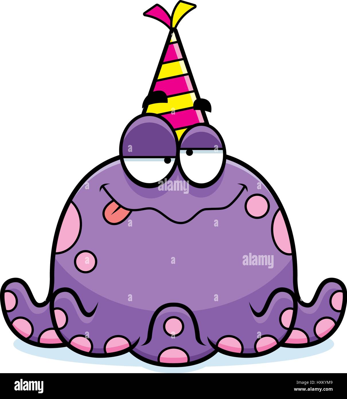 Illustration d'une caricature d'une pieuvre avec un chapeau de fête à la Bu. Illustration de Vecteur