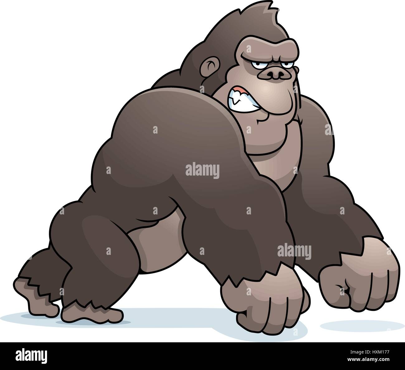 Illustration d'une caricature d'un grand gorille marche à pied. Illustration de Vecteur