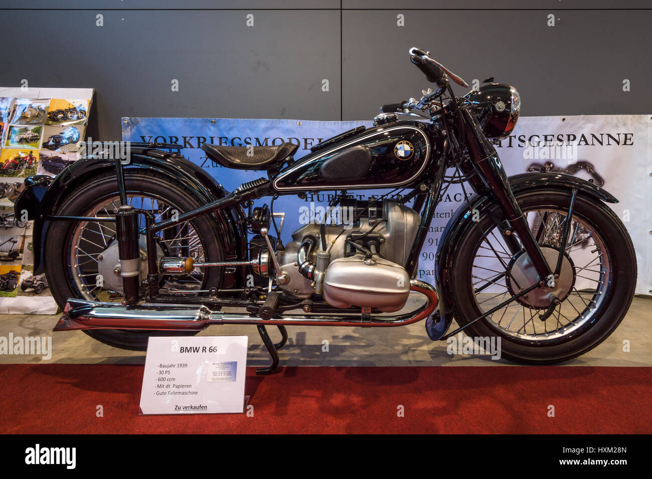 STUTTGART, ALLEMAGNE - Mars 02, 2017 : moto sport BMW R66, 1939. Plus grand d'Europe Exposition de voitures classiques 'RETRO' classiques Banque D'Images