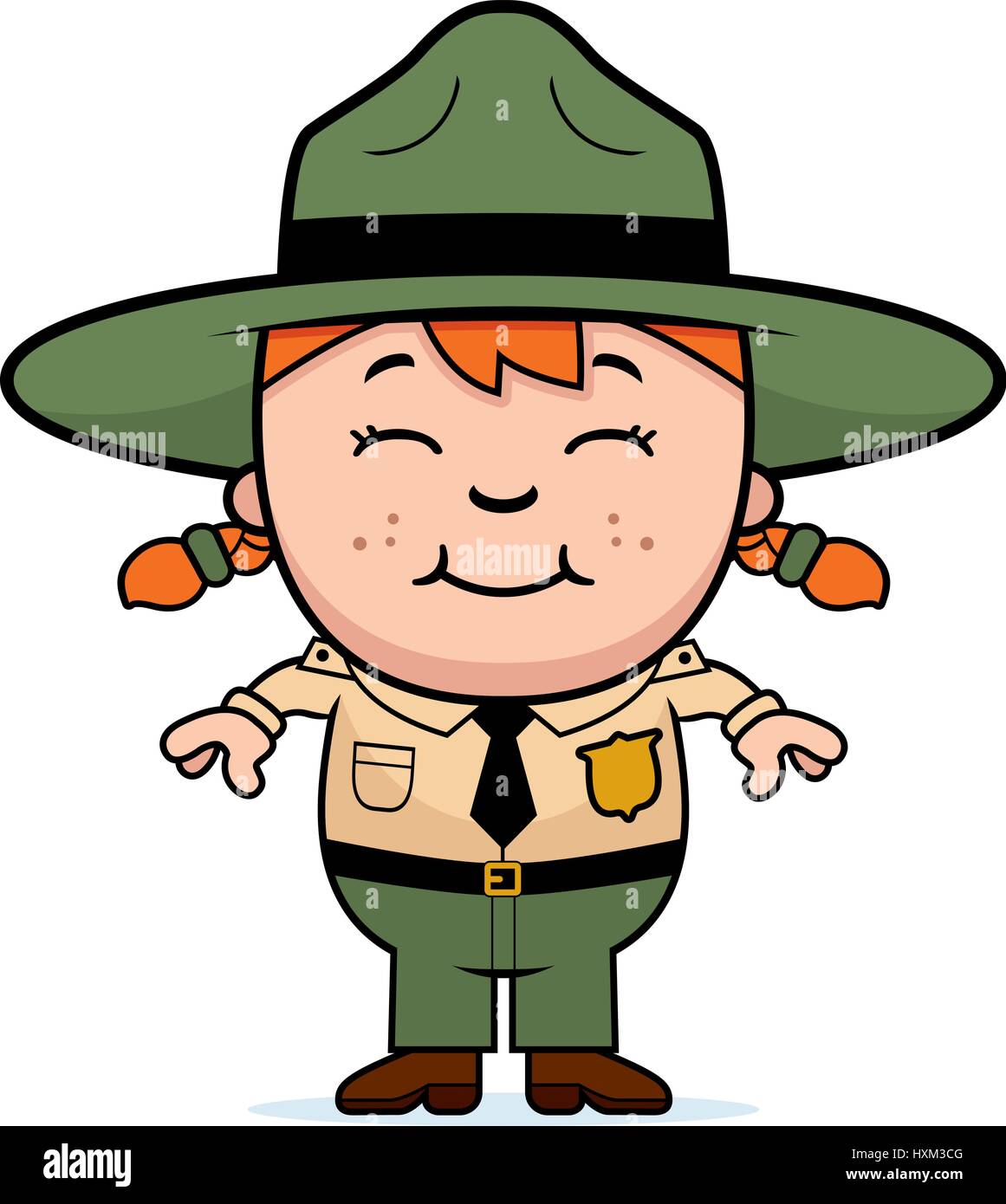 Illustration d'une caricature d'une fille park ranger debout et souriant. Illustration de Vecteur