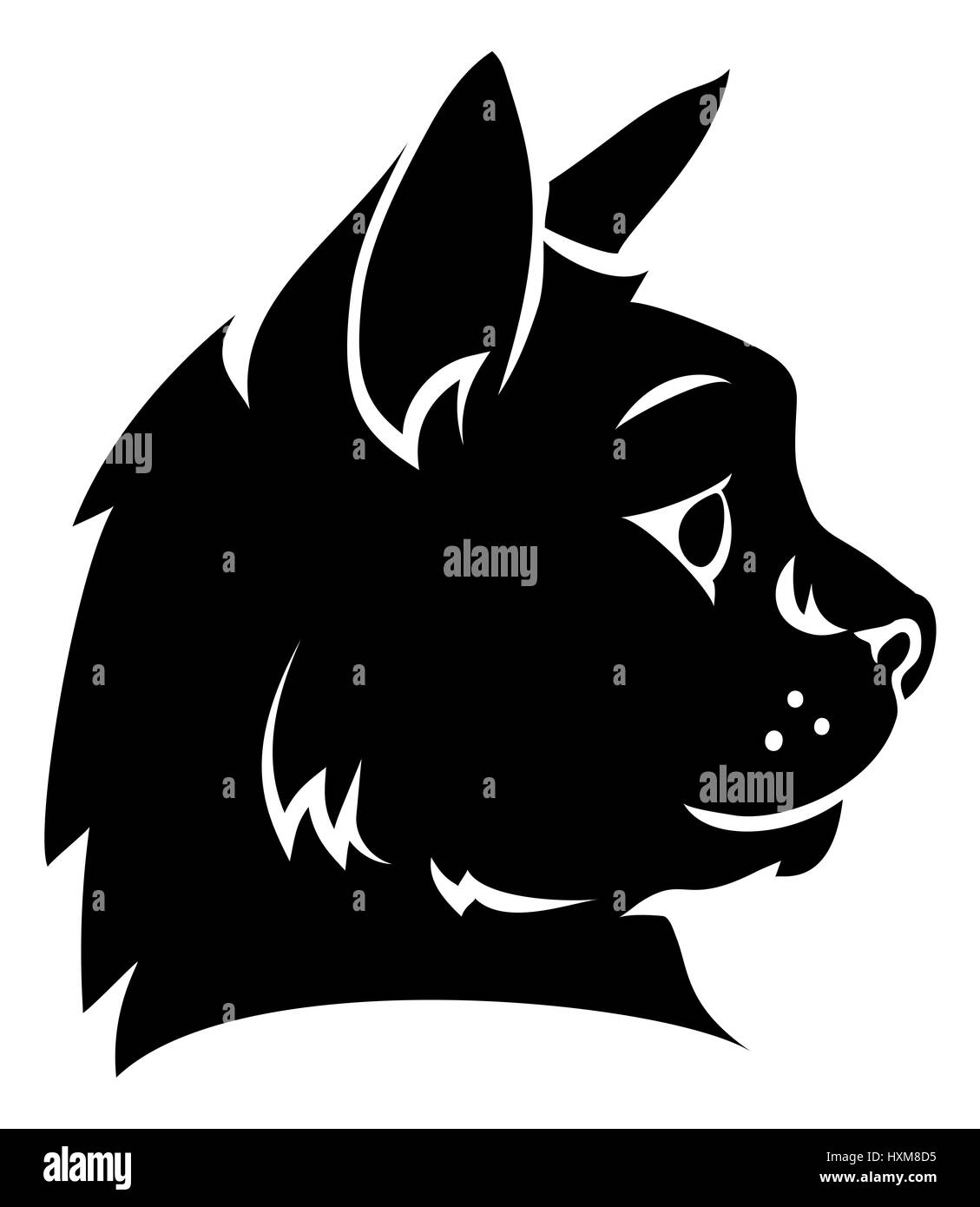 Une illustration d'une tête de chat ou le visage de profil Banque D'Images