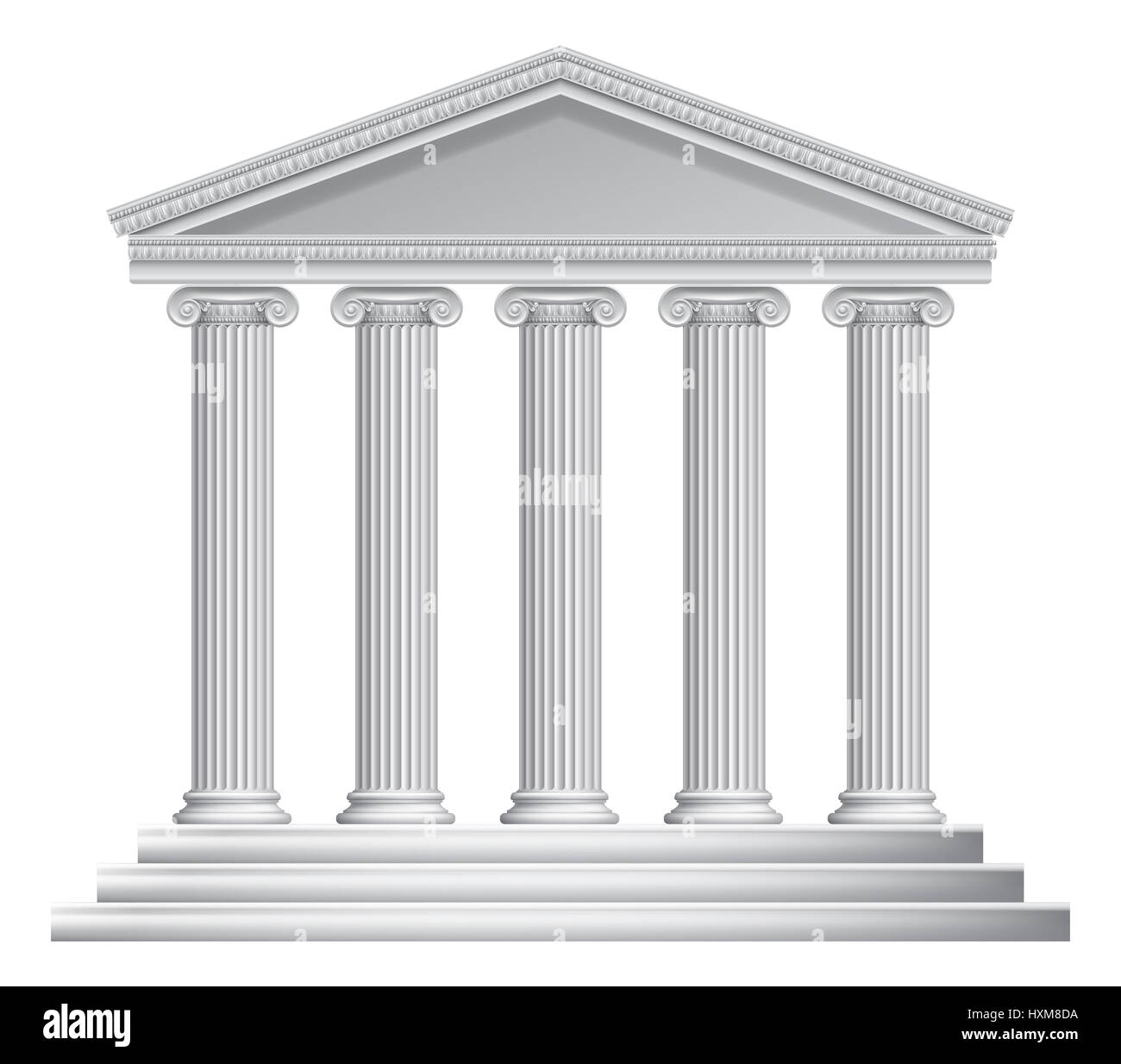 Une illustration d'un ancien temple romain ou grec avec des colonnes ou piliers Banque D'Images
