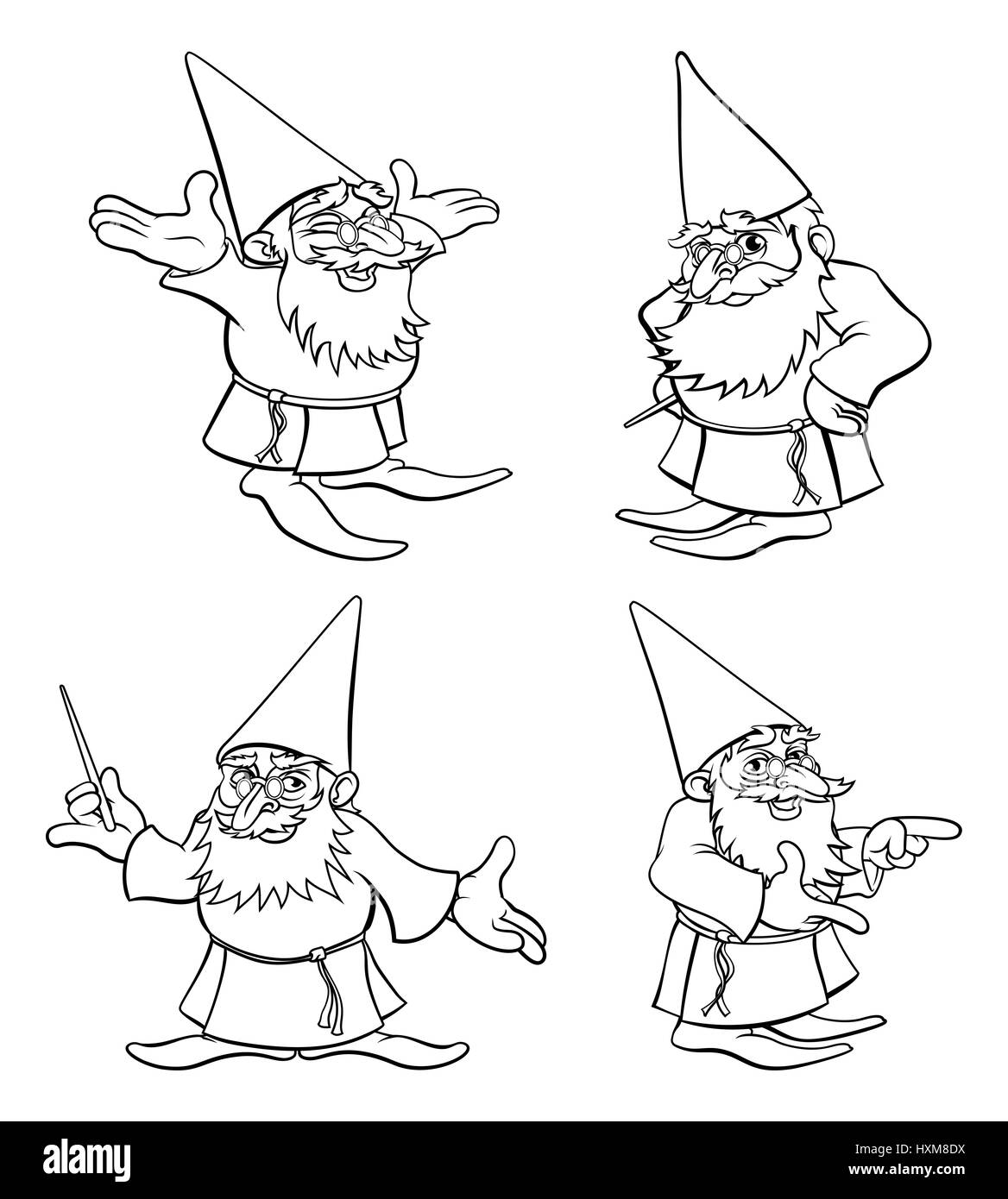 L'assistant d'un cute cartoon mascot character en noir et blanc Banque D'Images