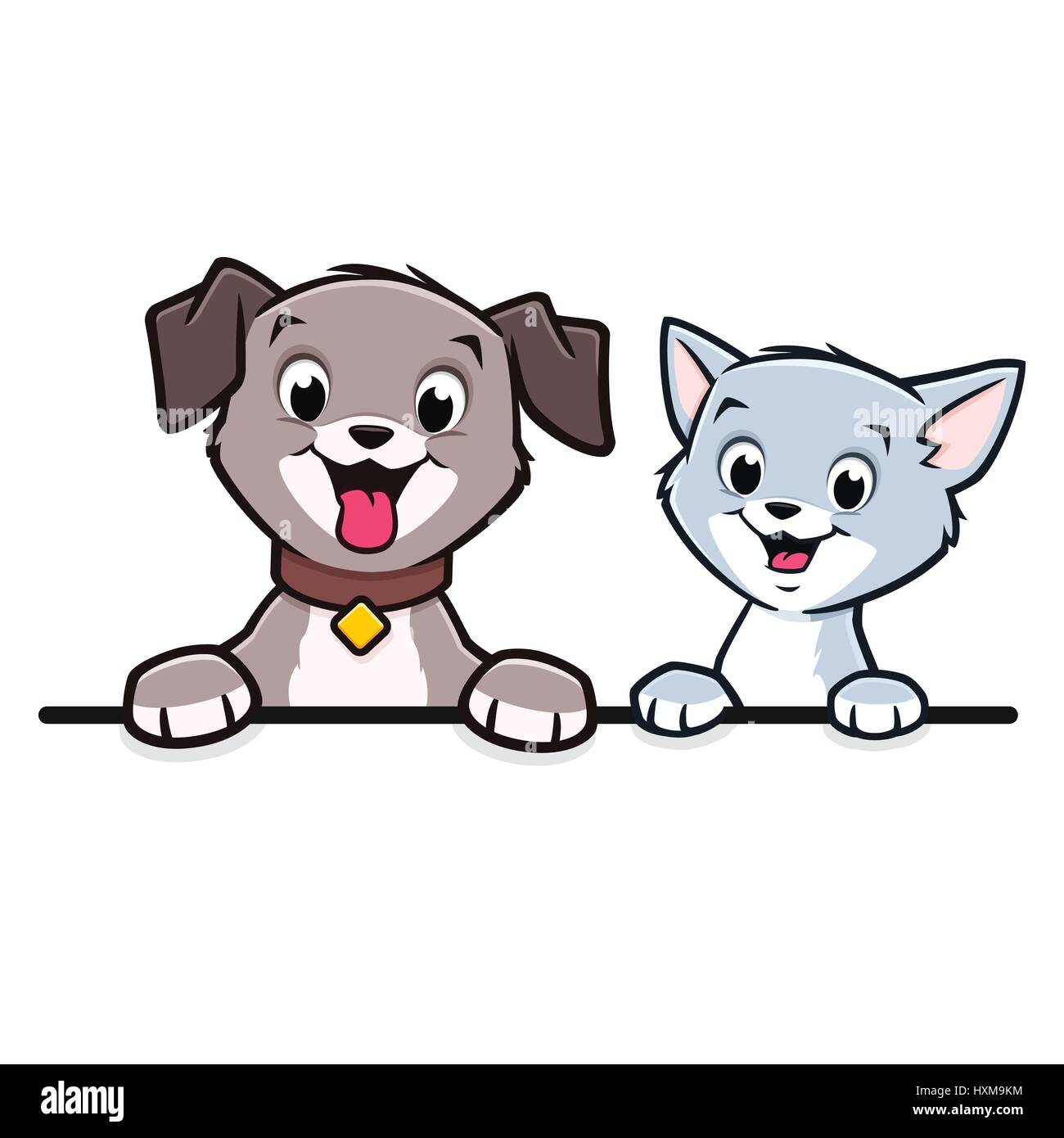 Cartoon Chien Chat Animal Frame Border Image Vectorielle Stock Alamy