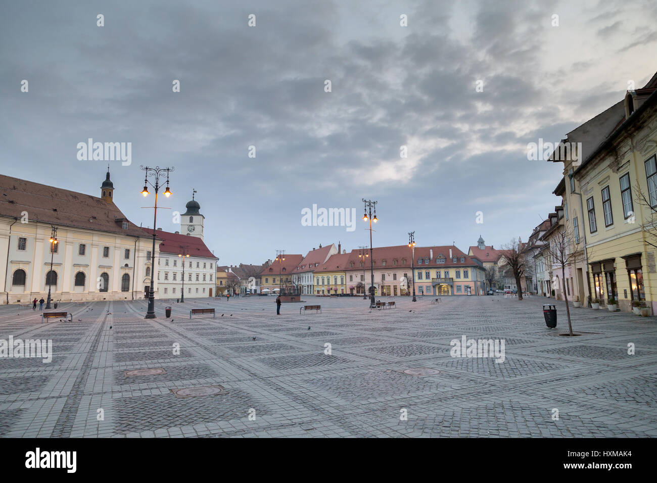 SIBIU ROUMANIE, vue de la vieille ville de Sibiu townsquare Roumanie Banque D'Images