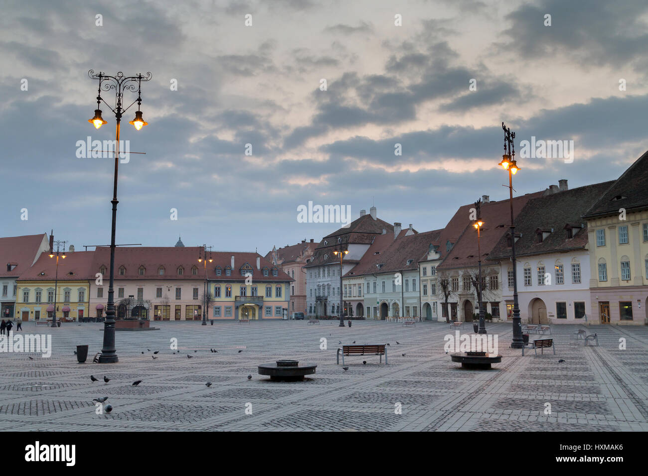 SIBIU ROUMANIE, vue de la vieille ville de Sibiu townsquare Roumanie Banque D'Images