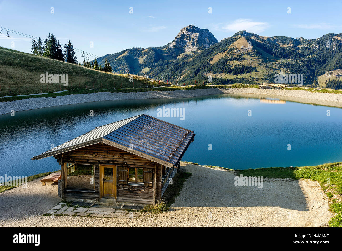 Vue de Sudelfeld à Wendelstein avec réservoir lake montagnes Mangfall, Préalpes, Upper Bavaria, Bavaria, Germany Banque D'Images