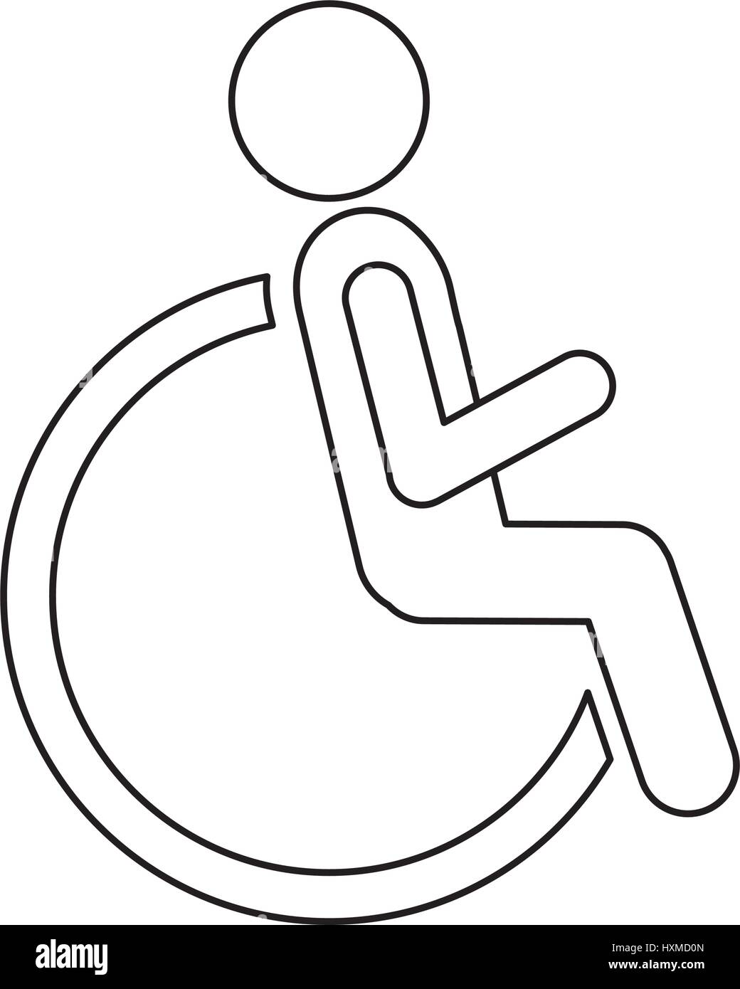 Figure personne assise dans l'icône en fauteuil roulant Illustration de Vecteur