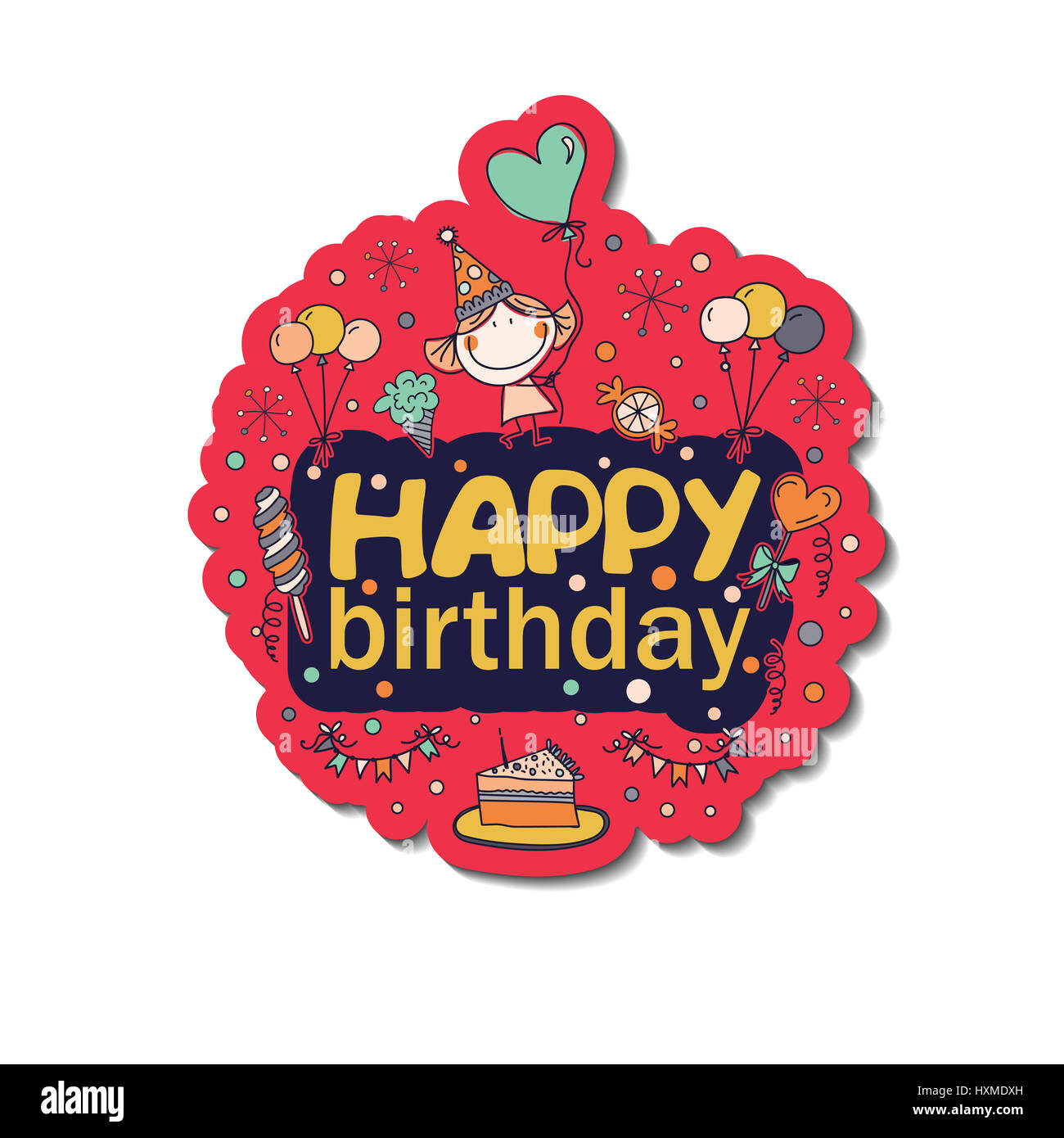 Affiche pour l'anniversaire. Cadeaux d'anniversaire peint main Banque D'Images