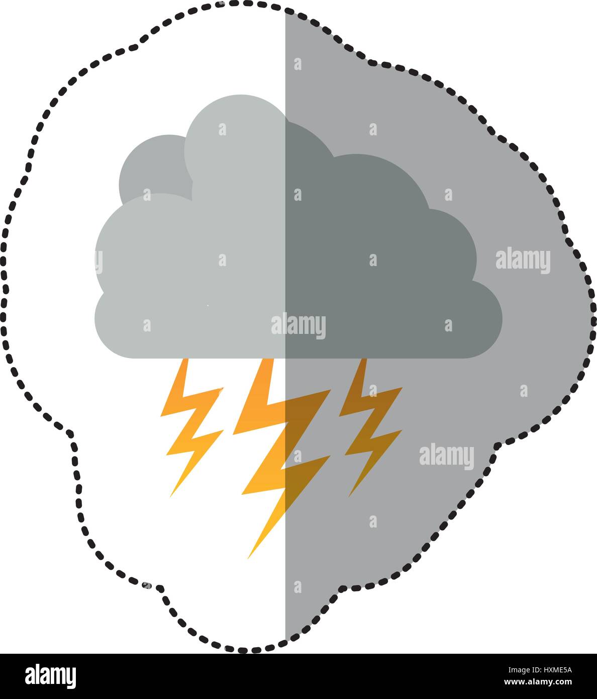 Cumulus autocollant avec tempête et Thunder Illustration de Vecteur