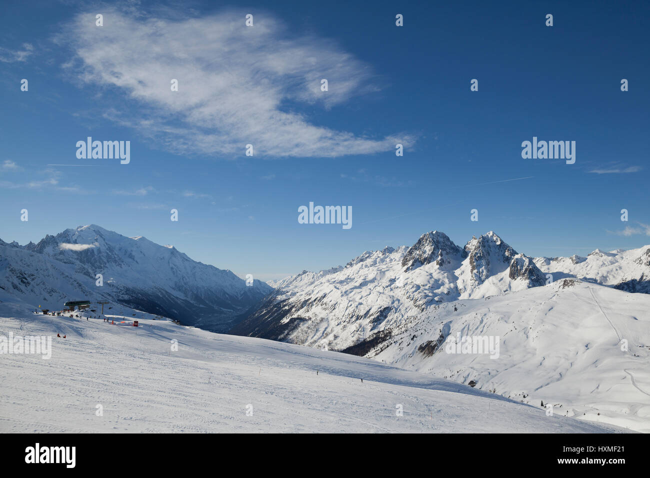 La station de ski du Domaine de Balme dans Le Tour à l'extérieur de Chamonix-Mont-Blanc. Banque D'Images