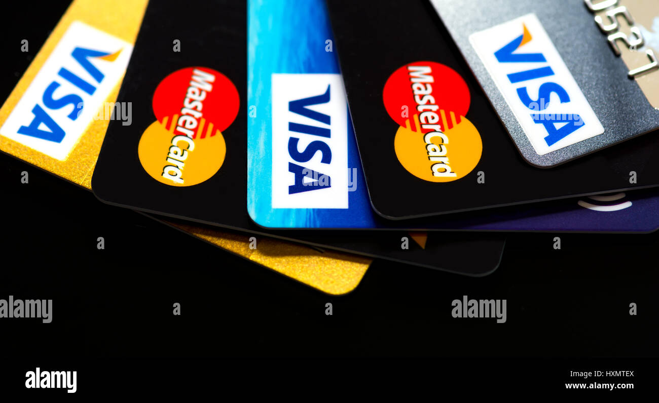 Carte plastique VISA, Mastercard Banque D'Images