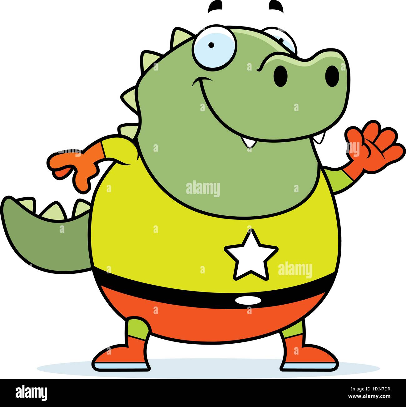 Illustration d'une caricature d'un lézard dans un costume de super-héro. Illustration de Vecteur