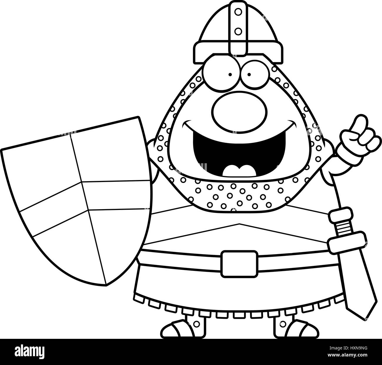 Illustration d'une caricature d'un chevalier avec une idée. Illustration de Vecteur